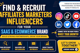 find and recruit affiliate marketers and influencers for your saas or ecommerce