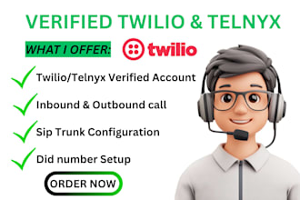 setup verified upgraded twilio telnyx account with sip trunk and bulk sms