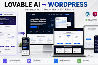 convert lovable ai website to wordpress elementor pro with responsive design SEO