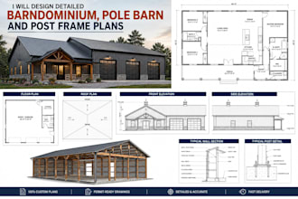 design detailed barndominium, pole barn and post frame plans