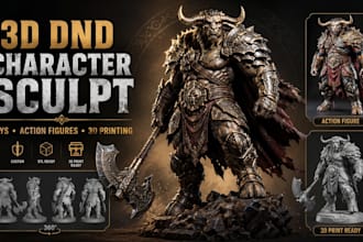 sculpt 3d model character dnd, toys for 3d printing and rendering, action figure
