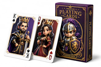 design custom playing cards 52 deck poker cards black jack card box board game