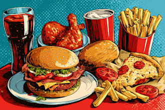 make a food pop art illustration