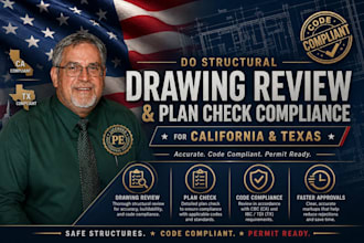 do structural drawing review and plan check compliance for ca and tx