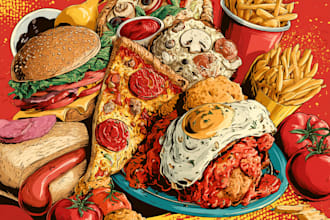 do a food pop art illustration