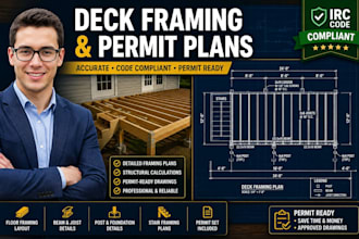 design deck structural plans and framing drawings for permit