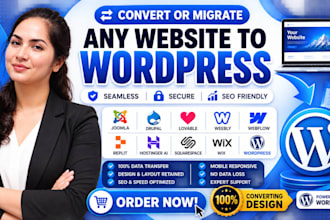 convert wix to wordpress, clone or migrate joomla drupal lovable weebly webflow