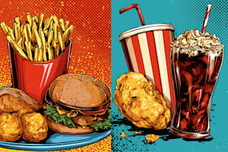 draw a food pop art illustration