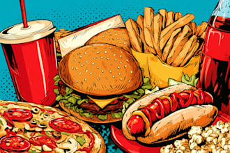 create a food pop art illustration for you