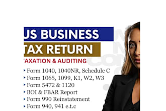 prepare and file us tax return 1040, 1120, 1065, 5472, 1099 and fbar boi report