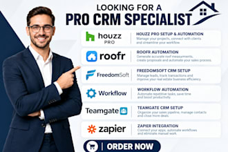 houzz pro roofr automation freedomsoft crm workflow teamgate zapier integration