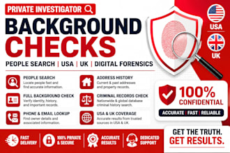 background checks people search USA UK digital forensics as private investigator