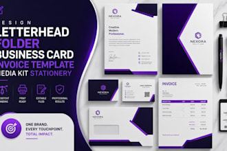 design letterhead folder business card invoice template media kit stationery