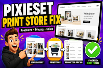set up your pixieset print store, products, pricing and sales settings website
