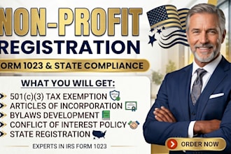 register your US nonprofit organization and assist with 501c3 application