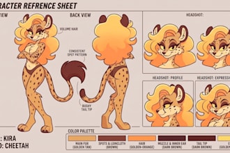 create a custom furry reference sheet or fursona ref sheet