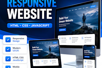 create a responsive website using HTML CSS and javascript