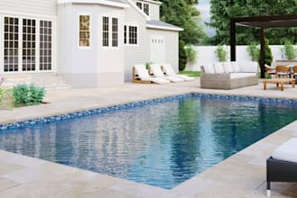 do backyard landscape design, pool, pergola, patio, garden, landscape rendering