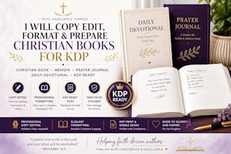 copy edit format christian book memoir, prayer journal daily devotional for KDP