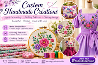 do hand embroidery, stitching patterns, wool knitting, and clothing design