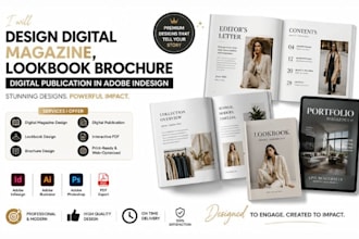 design digital magazine, lookbook brochure digital publication in adobe indesign