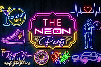 create an amazing neon light logo design in 36 hrs
