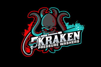 design mascot kraken pressure washers logo