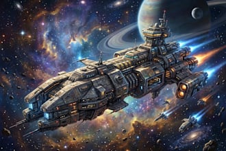 illustrate a sci fi spaceship design