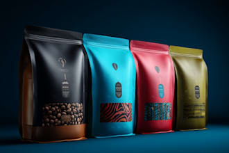 design premium coffee labels, pouch, bags, product packaging