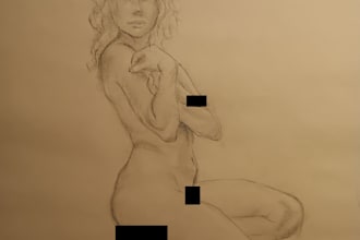 do a charcoal drawing of a female figure from reference