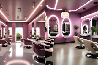 design unforgettable beauty salon spa nail salon interior with 3d rendering