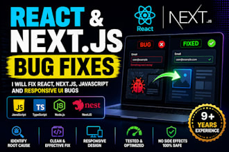fix react nextjs javascript and responsive UI bugs