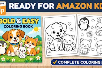 customise bold and easy coloring book cozy illustration KDP