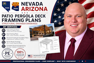 nevada arizona patio pergola deck framing plans structural engineer drawings