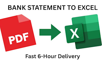 convert PDF bank statement to excel and clean data in 6 hours