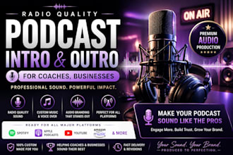 produce radio quality podcast intro music and outro for coaches, businesses