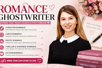 romance ghostwriter, for christian, lgbtq, erotic, thriller and fiction stories