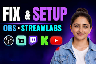 setup or optimize obs studio and streamlabs for twitch, youtube, kick , tiktok