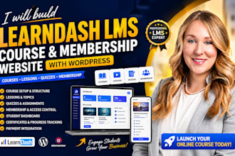 build learndash lms course membership website course lessons quizzes wordpress