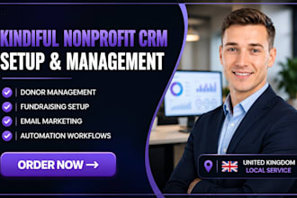 set up kindful nonprofit CRM, fundraising, donor management and email marketing