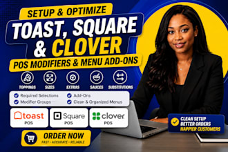 setup toast square clover pos modifiers and menu add ons