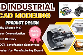 do 3d cad design, 3d cad model and rendering, industrial 3d cad product design