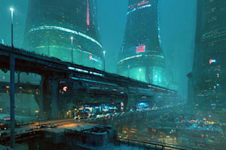 create futuristic cyberpunk, sci fi city for you