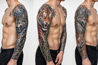 professionally design your sleeve tattoo , chest tattoo