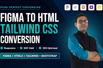 convert figma to responsive HTML tailwind CSS website