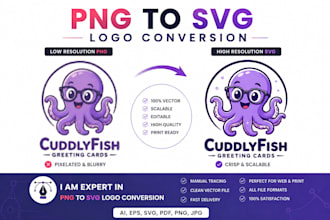 convert png jpg logo to svg vector, ai, eps, PDF manually and professionally