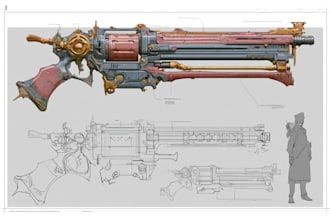 draw custom weapon gun art illustrations or concept