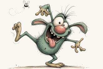 draw a cartoon character in a funny sketch
