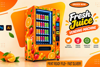 custom vending machine wrap , shop front, kiosk wrap logo for your brand