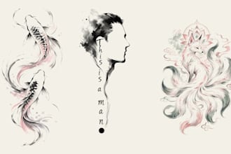 design a custom chinese ink tattoo from your story, characters verified